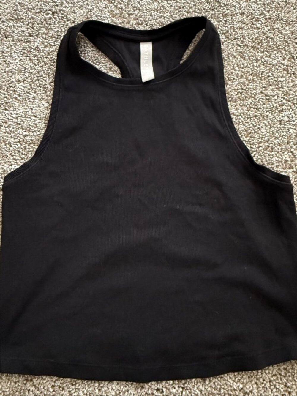 Athleta Racerback Tank Top XS Black Ribbed Crop Workout Yoga Athletic
